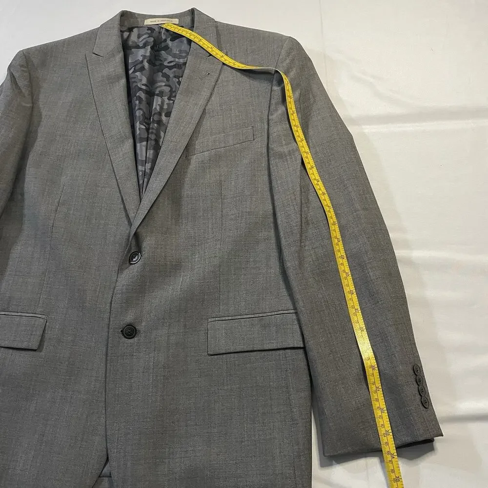 Joe Joseph Abboud Slim Fit 44R Gray Sharkskin Super 120s Wool Suit Jacket Camo